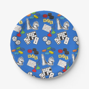 Game Night, Board Games, and Word Puzzles Paper Plate