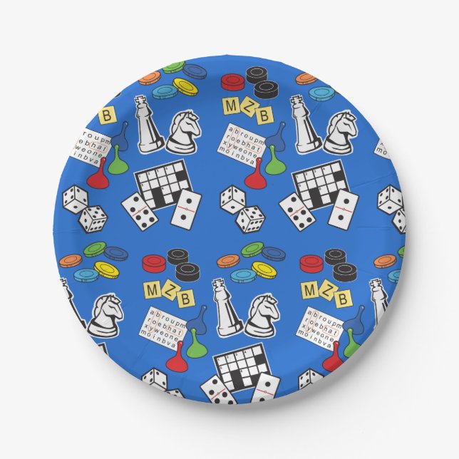Game Night, Board Games, and Word Puzzles Paper Plate (Front)