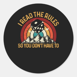 Game Night Board Games I Read The Rules So I Dont  Classic Round Sticker