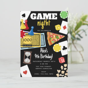 Game Night Board Games Snacks Birthday Invitation