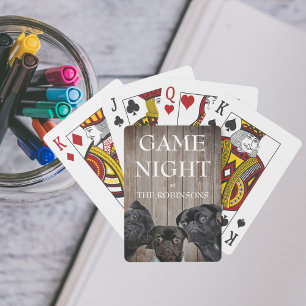 Game Night Funny Pugs Family Name Playing Cards