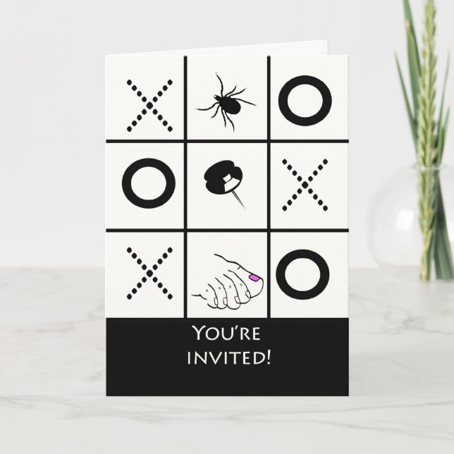 Game Night Invitation, Funny Tic Tac Toe Card (Front)