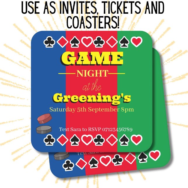 Game Night Invite, Ticket and Coaster all in one (Creator Uploaded)