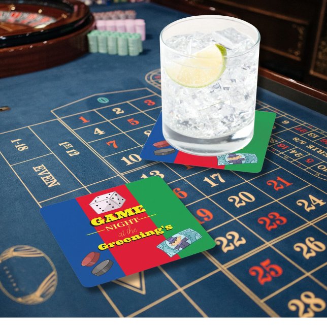 Game Night Party Drinks Mat Games Square Paper Coaster (Creator Uploaded)