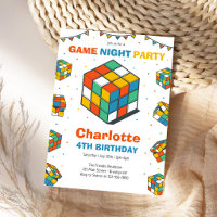 Game Night Party Rubic Kids Birthday Invitation