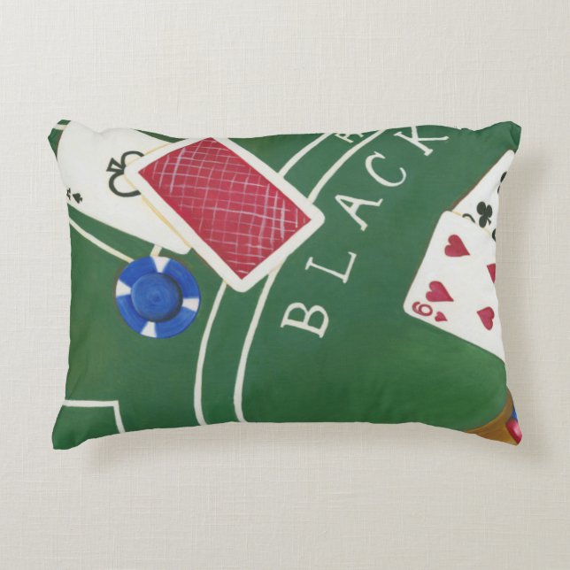 Game of Blackjack with Chips by Chariklia Zarris Decorative Pillow (Front)