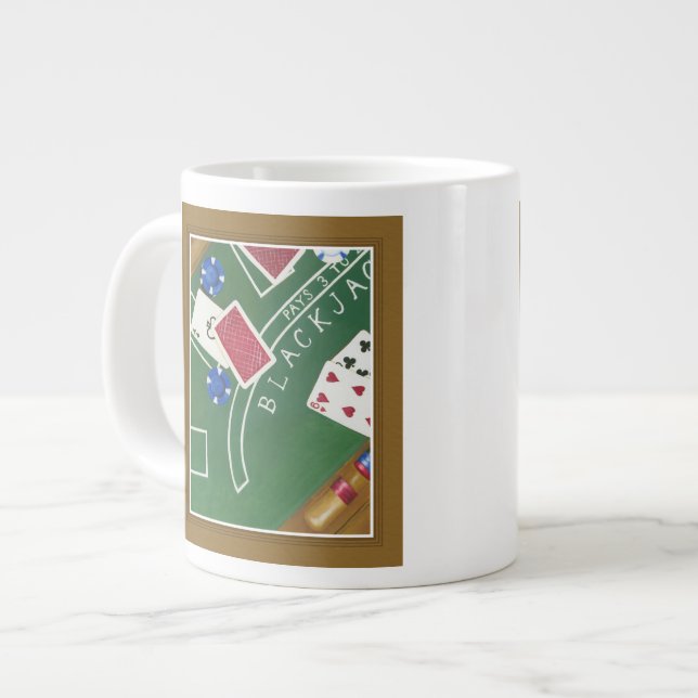 Game of Blackjack with Chips by Chariklia Zarris Large Coffee Mug (Front Left)