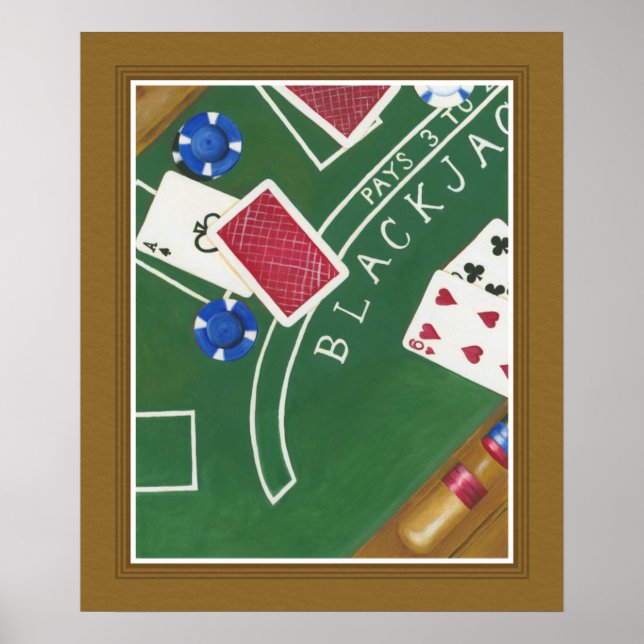 Game of Blackjack with Chips by Chariklia Zarris Poster (Front)