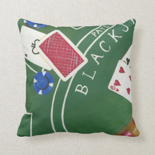 Game of Blackjack with Chips by Chariklia Zarris Throw Pillow