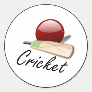 Game of Cricket, bat and ball, popular design Classic Round Sticker