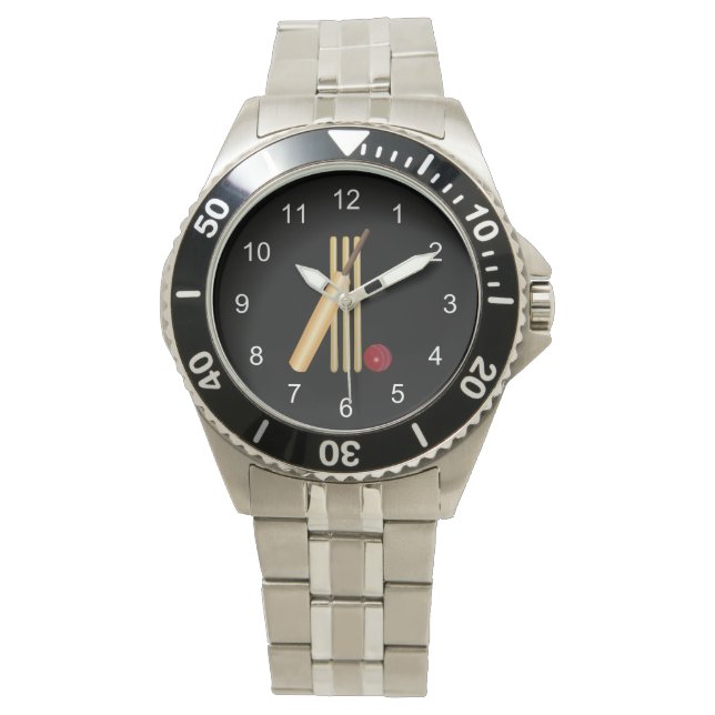 Game of Cricket, Bat and Ball Watch (Front)