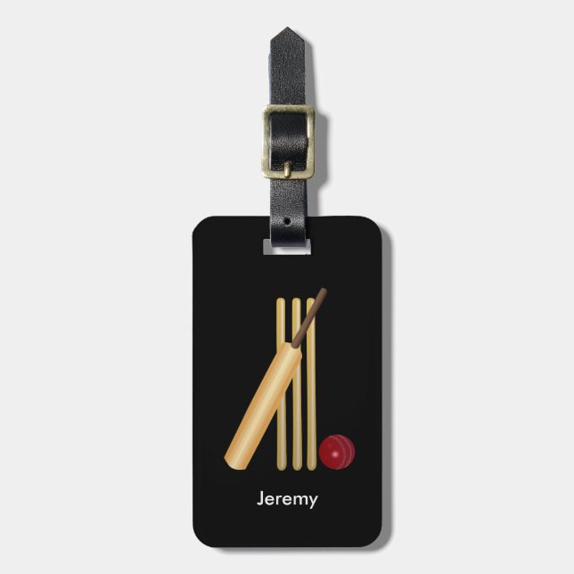 Game of Cricket, customizable text Luggage Tag (Front Vertical)