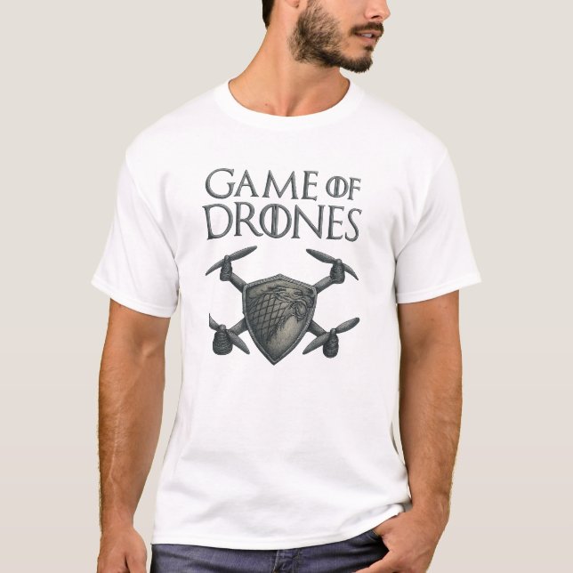 Game of Drones – Stark Direwolf Drone Emblem T-Shirt (Front)