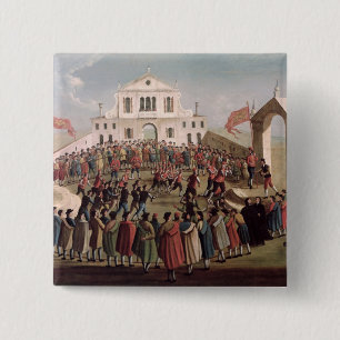 Game of Football at Sant'Alvise, Venice 2 Inch Square Button