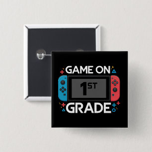 Game On 1st Grade Back To School Funny Gamer  2 Inch Square Button