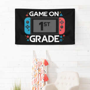Game On 1st Grade Back To School Funny Gamer  Banner