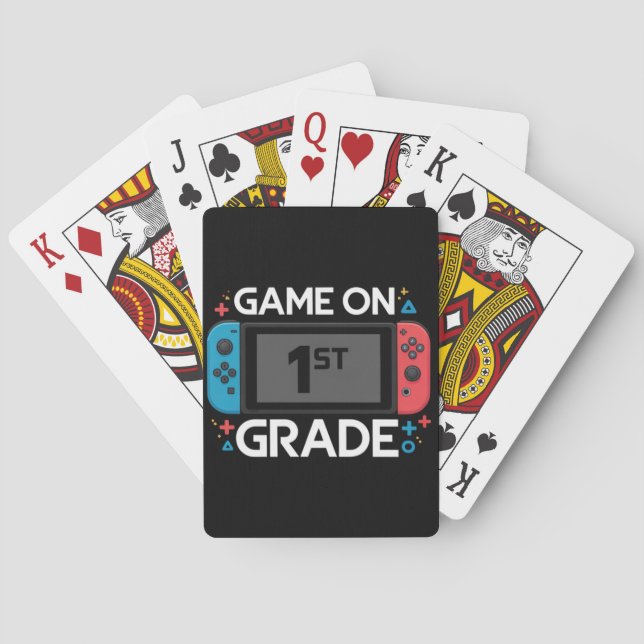 Game On 1st Grade Back To School Funny Gamer  Playing Cards (Back)