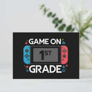Game On 1st Grade Back To School Funny Gamer  Thank You Card