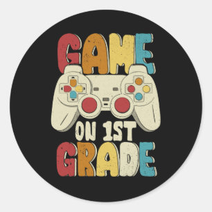 Game On 1St Grade First Grade Level Unlocked Video Classic Round Sticker