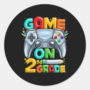 Game On 2nd Grade Back To School 2nd Grade Level U Classic Round Sticker