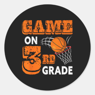 Game On 3rd Grade Basketball Back To School Fun Gi Classic Round Sticker