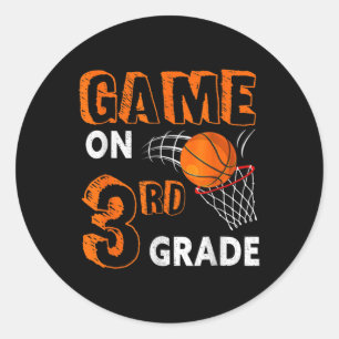 Game On 3rd Grade Basketball Back To School Studen Classic Round Sticker