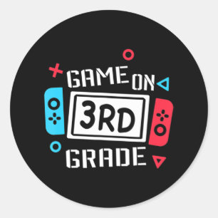 Game On 3rd Grade Third Grade Back To School Classic Round Sticker