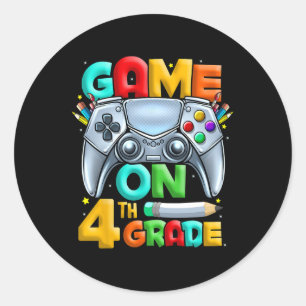 Game On 4th Grade Back To School 4th Grade Level U Classic Round Sticker