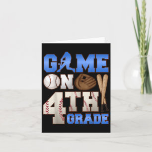 Game On 4th Grade Baseball Player Humor First Day  Card