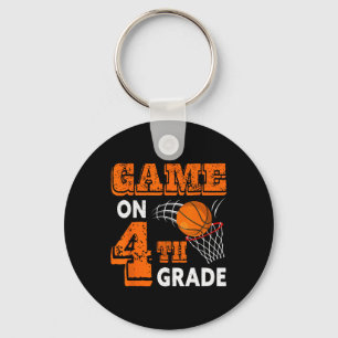 Game On 4th Grade Basketball Back To School Fun Gi Keychain