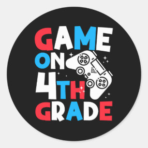 Game On 4th Grade Mom Of The Birthday Boy Gamer  Classic Round Sticker