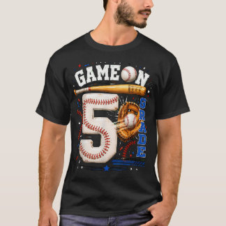 Game On 5Th Grade Back To School Baseball Fifth T-Shirt