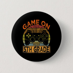 Game On 5th Grade Welcome Back To School Gamer Boy 2 Inch Round Button