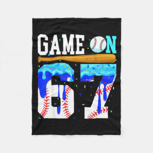 Game On 67 Baseball Drip Six Seven Meme 6 7 Birthd Fleece Blanket