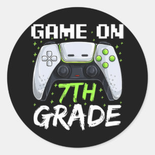 Game On 7th Grade  Fun Back To School Gamer Boys  Classic Round Sticker