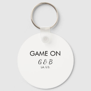 Game on add couple name wedding party place city g keychain