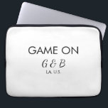 Game on add couple name wedding party place city g laptop sleeve<br><div class="desc">design</div>