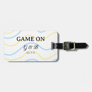 Game on add couple name wedding party place city g luggage tag