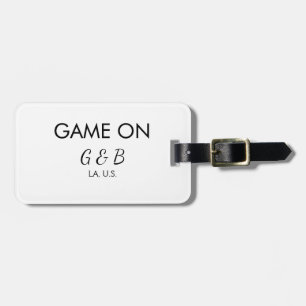 Game on add couple name wedding party place city g luggage tag