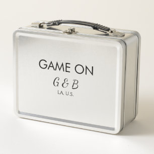 Game on add couple name wedding party place city g metal lunch box