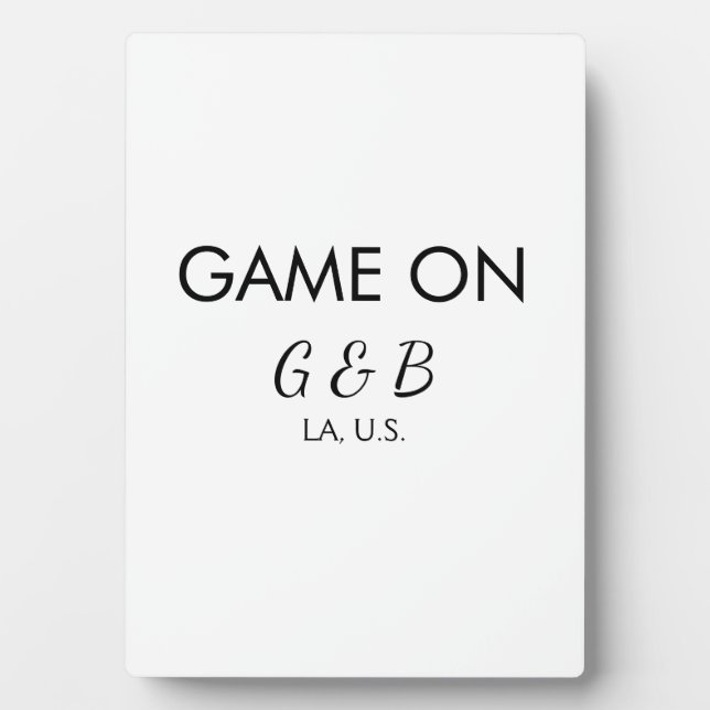 Game on add couple name wedding party place city g plaque (Front)