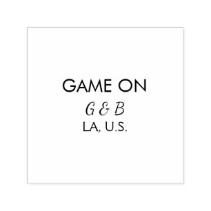 Game on add couple name wedding party place city g self-inking stamp