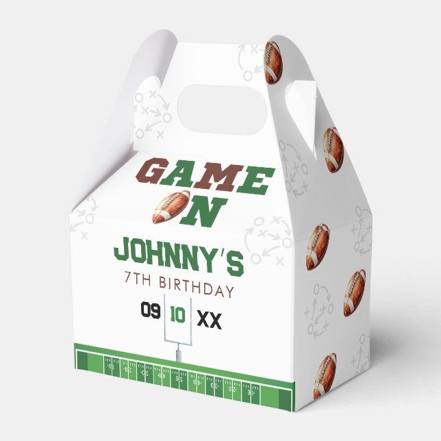 Game On American Football Birthday Favor Box (Front Side)