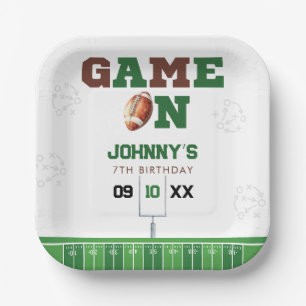 Game On American Football Birthday Paper Plate