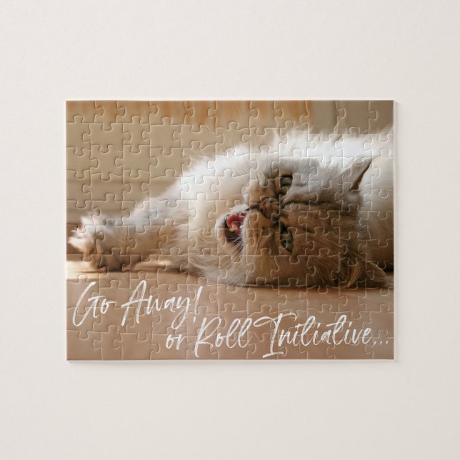 Game On | Angry Go Away RPG Roleplayer Cat Photo Jigsaw Puzzle (Horizontal)
