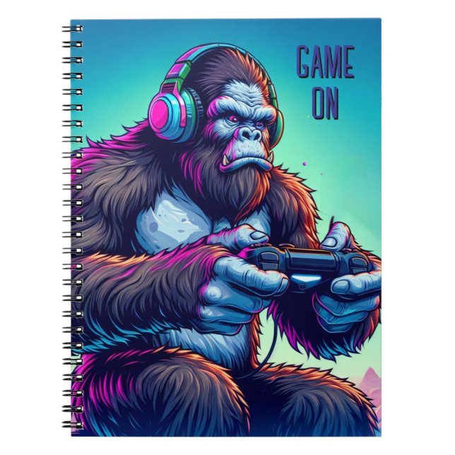 Game On | Bigfoot Playing Video Games Notebook (Front)
