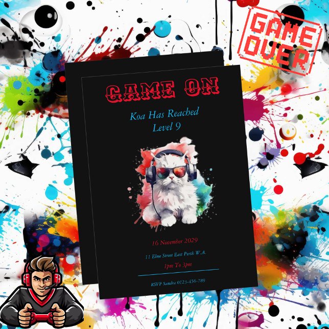 Game On Birthday Invitation Next Level, Gamming  (Game On Birthday Invitations)
