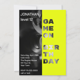 Game On Birthday Personalized Gamer Level up Invitation