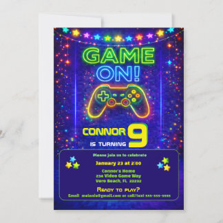 Game on Birthday Video Game Party Invitation
