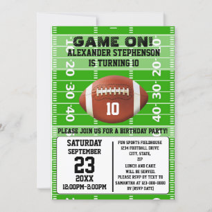 Game On Boys Football Birthday Party Invitation
